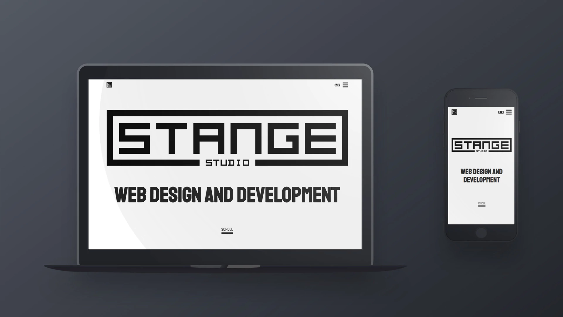 Computadora, tablet y laptop con web responsive. Stange Studio