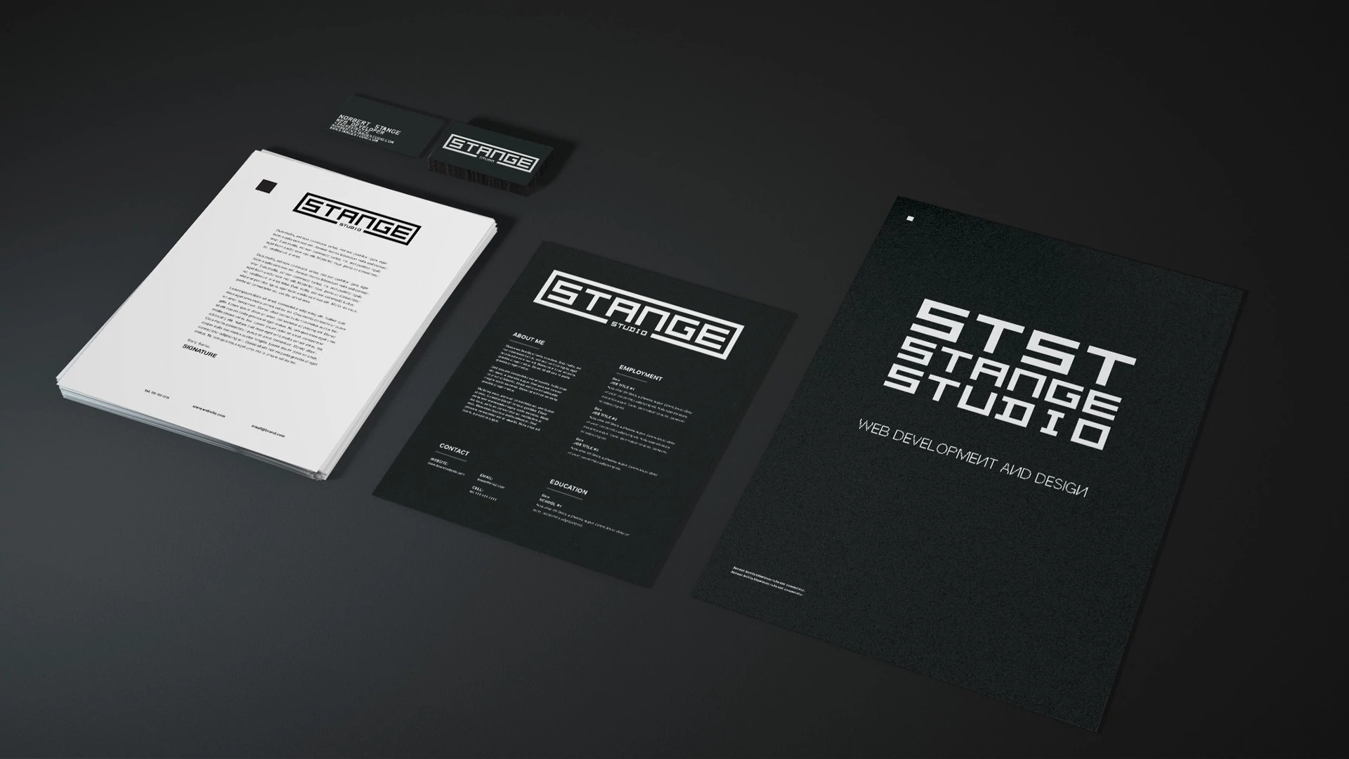 Letterhead sheet. Visual Identity Example. Stange Studio