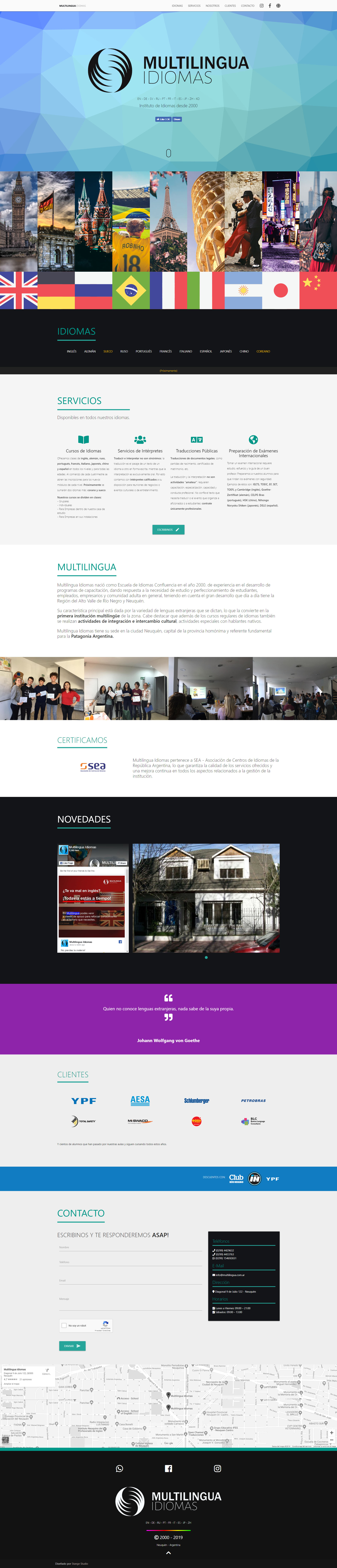 Multilingua Idiomas responsive website design on multiple devices